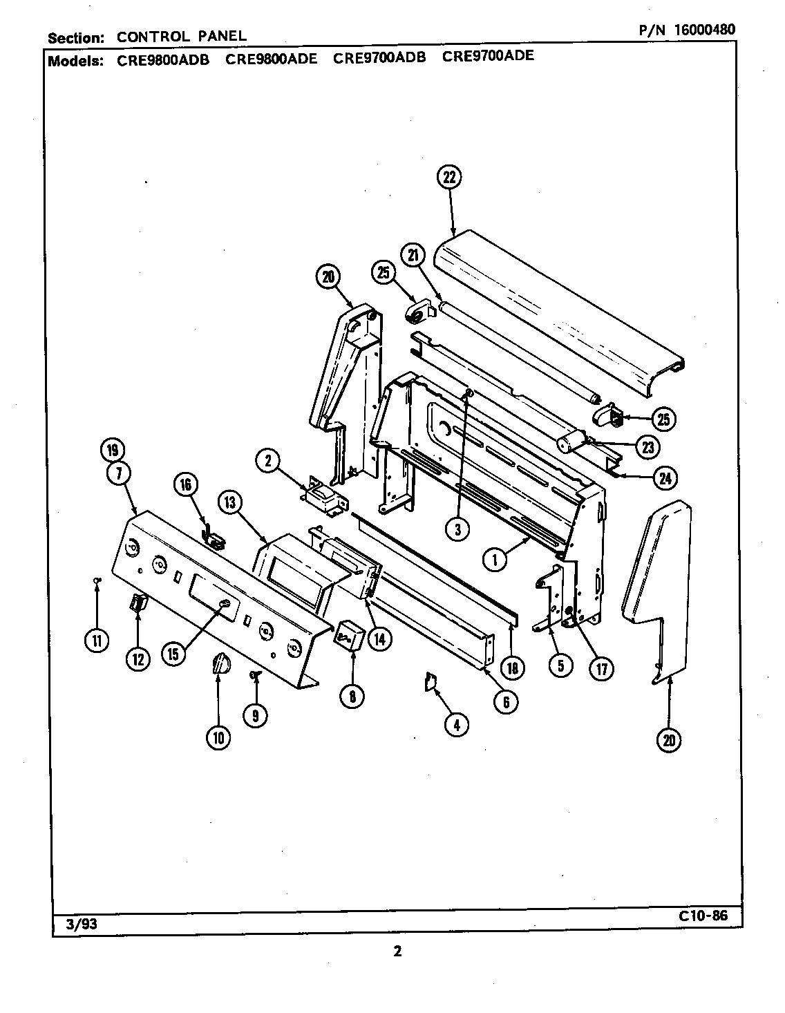 Maytag CRE9700ADE control panel diagram