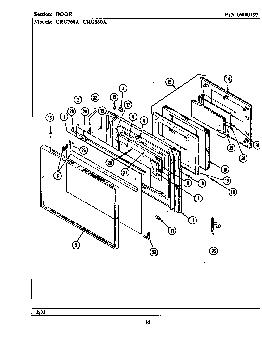 Maytag LCRG860 door (*crg760a *crg860a) (bcrg860a) (crg760a) (lcrg760a) (lcrg860a) diagram