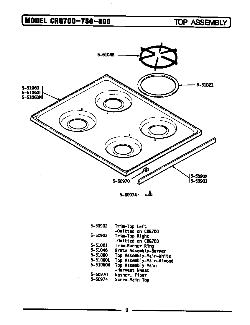 Maytag GCRG750 top assembly diagram