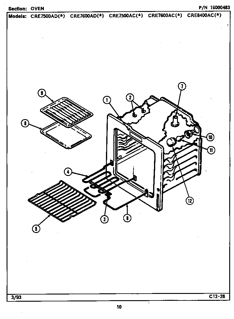 Maytag CRE7600ACW oven diagram