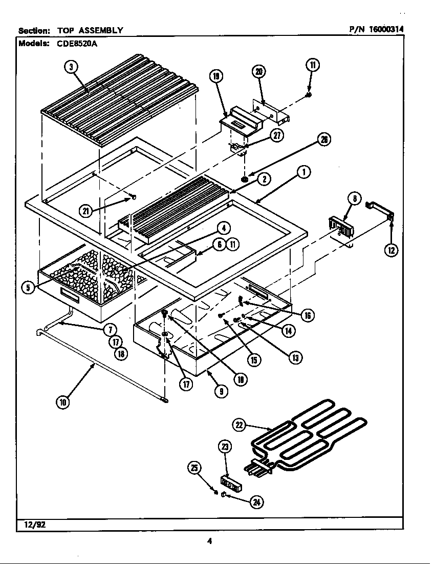 Maytag CDE8520ACB top assembly diagram