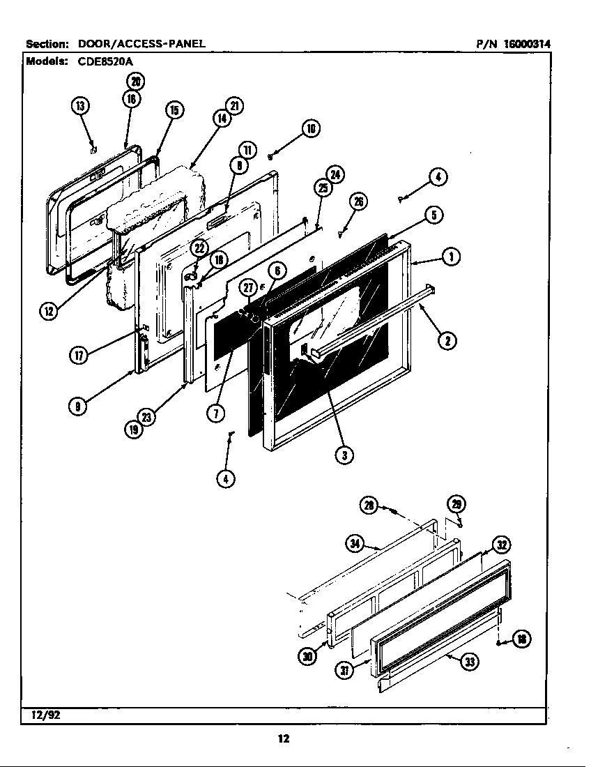 Maytag CDE8520ACB door/access panel diagram
