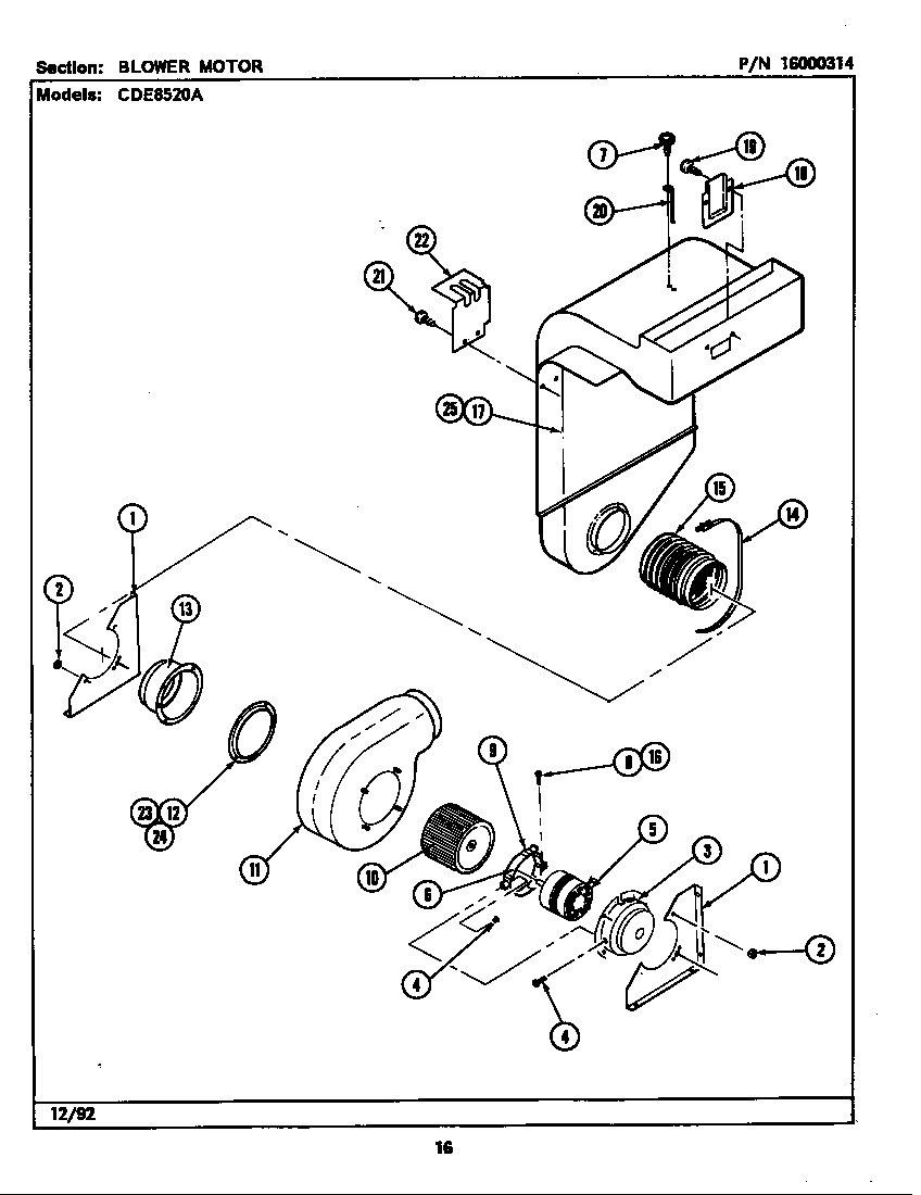 Maytag CDE8520ACB blower motor diagram