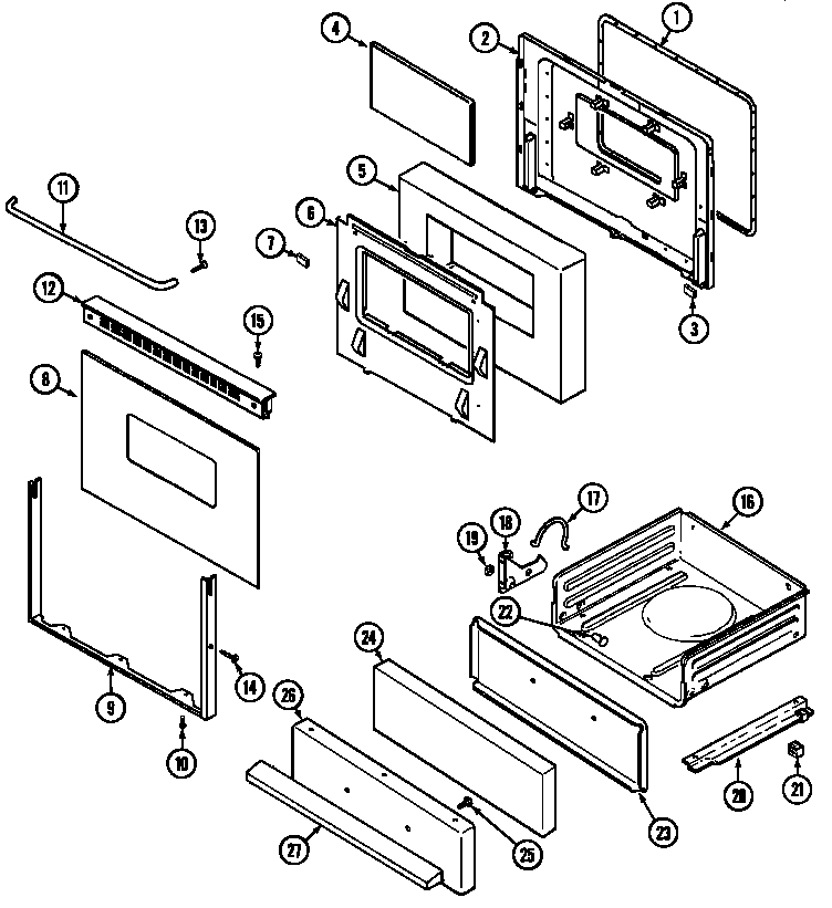 Maytag CRG8400AAL door/drawer (ser. pre. 18) (crg7700aal) (crg7700aaw) diagram