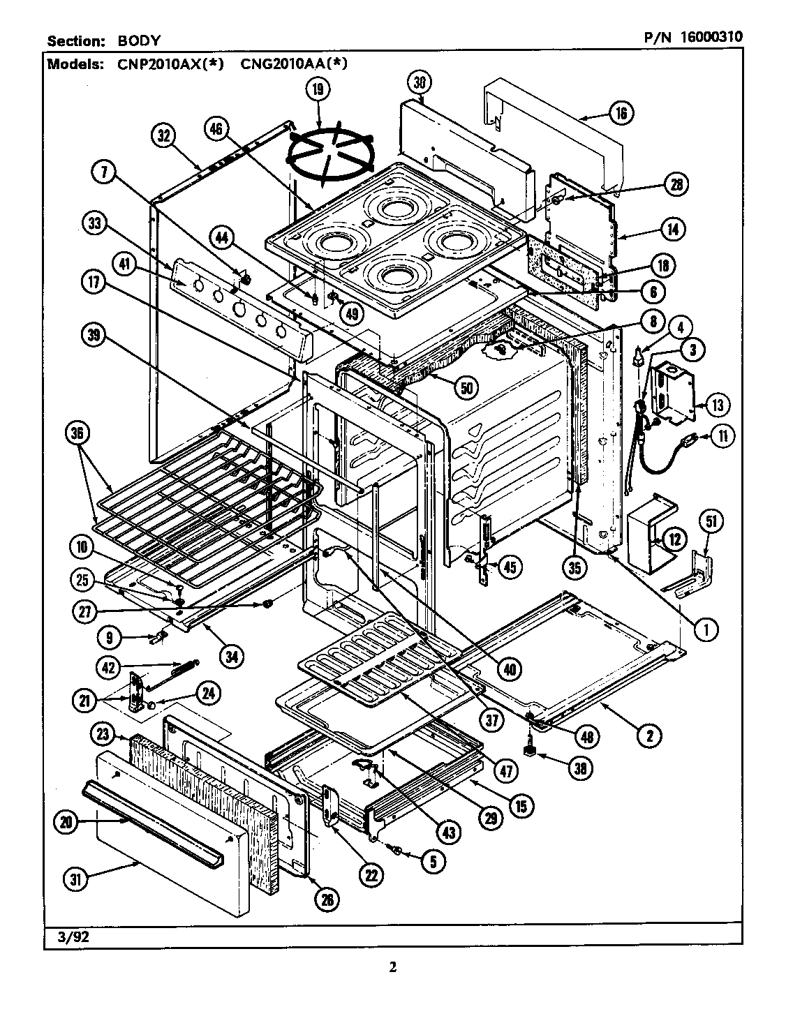 Maytag CNG2010AAL body diagram