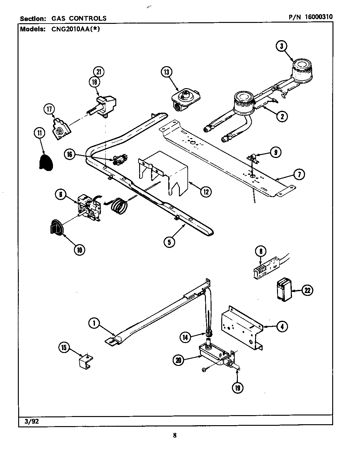 Maytag CNG2010AAL gas controls (cng2010aa*) (cng2010aal) (cng2010aaw) diagram