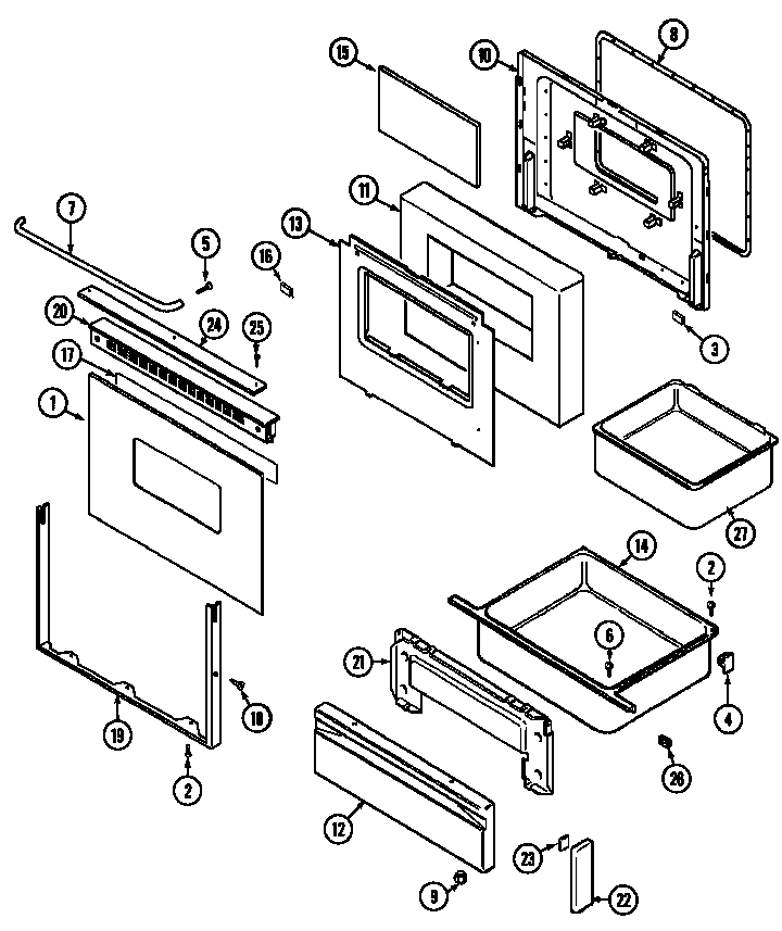 Maytag CRE7700BDL door/drawer (serial prefix 13) diagram