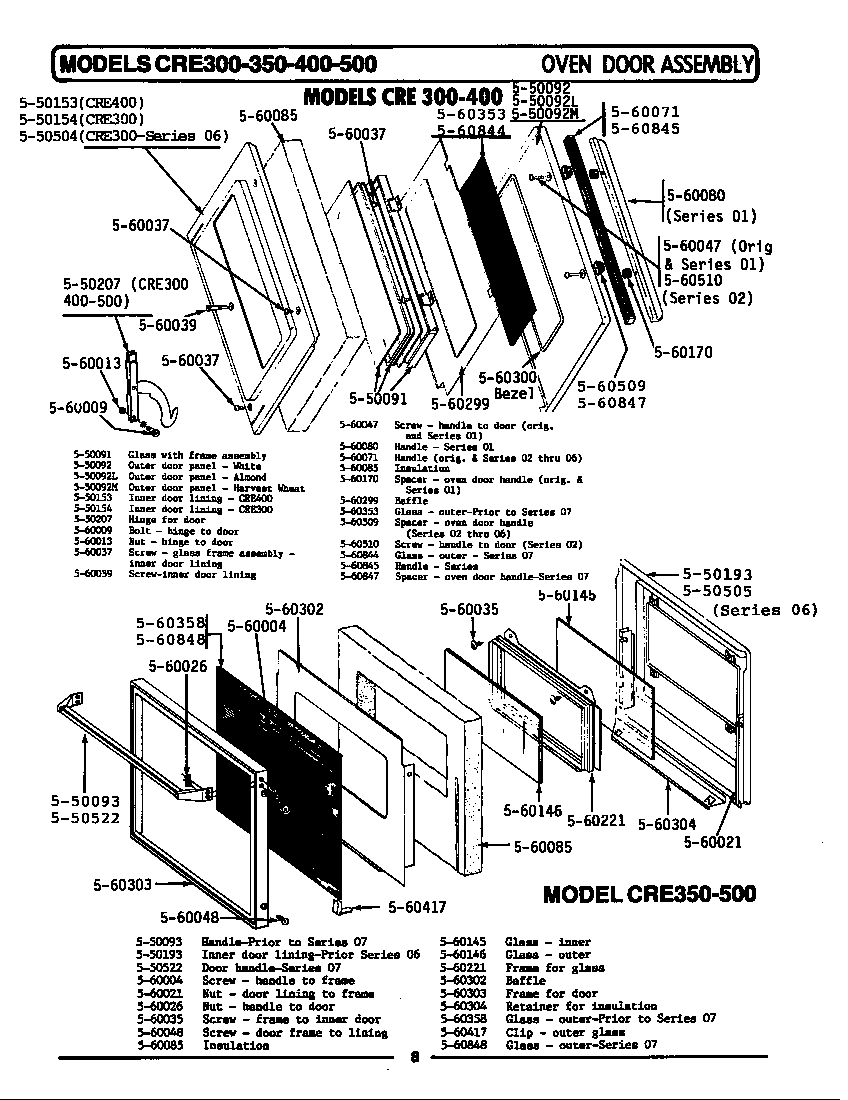Maytag CRE300B door assembly diagram