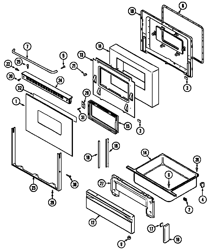 Maytag CRG9700AAL door/drawer diagram