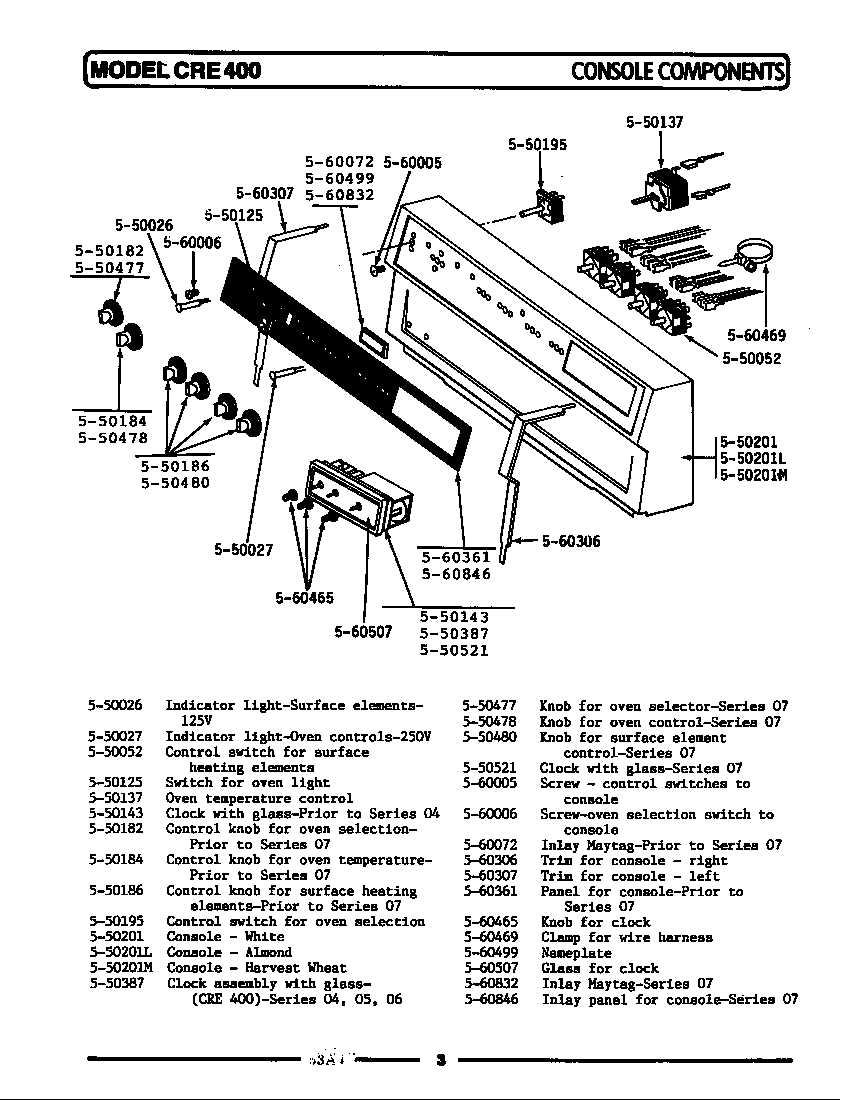 Maytag LCRE400 control panel diagram