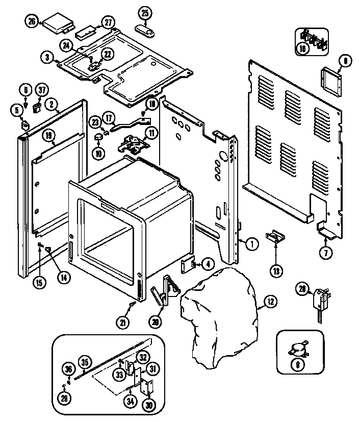 Maytag CRE8700BDE body diagram