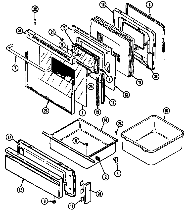 Maytag CRE8700BDE door/drawer diagram