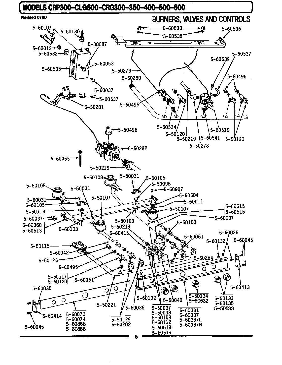 Maytag LCRG300 burners, valves & controls diagram