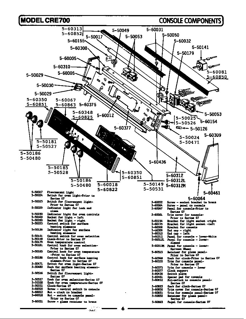 Maytag CRE750B control panel diagram