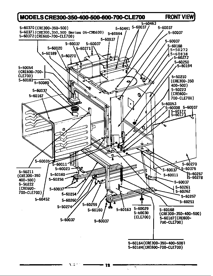 Maytag CLE700 front view diagram