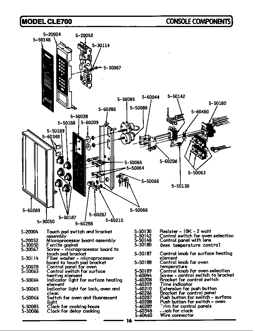 Maytag CLE700 control panel diagram