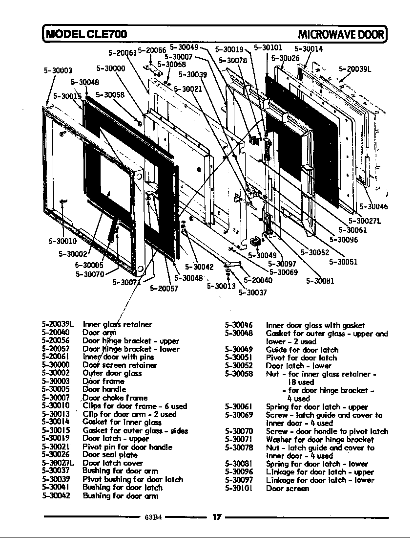 Maytag CLE700 microwave door diagram