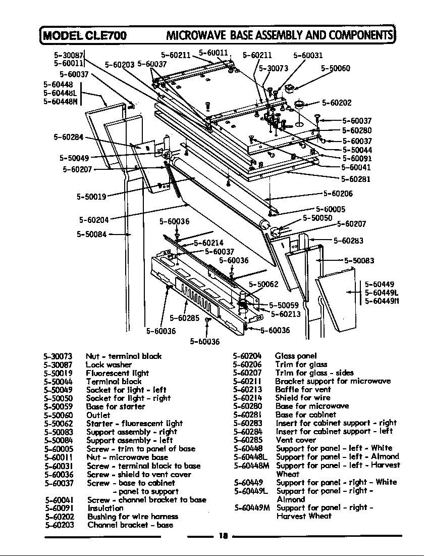 Maytag CLE700 microwave base assembly diagram