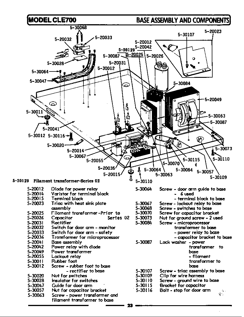 Maytag CLE700 base assembly & components diagram