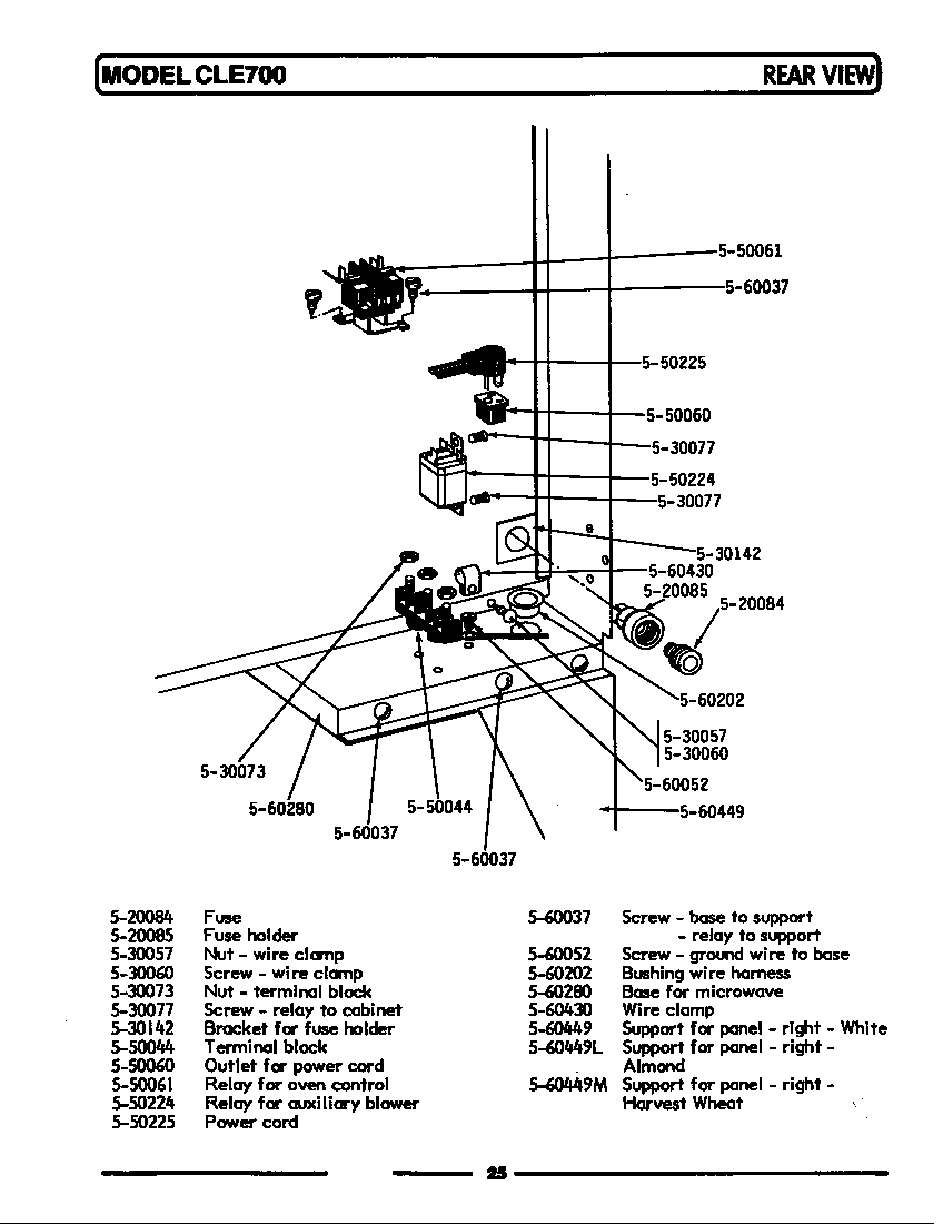 Maytag CLE700 microwave-rear view diagram