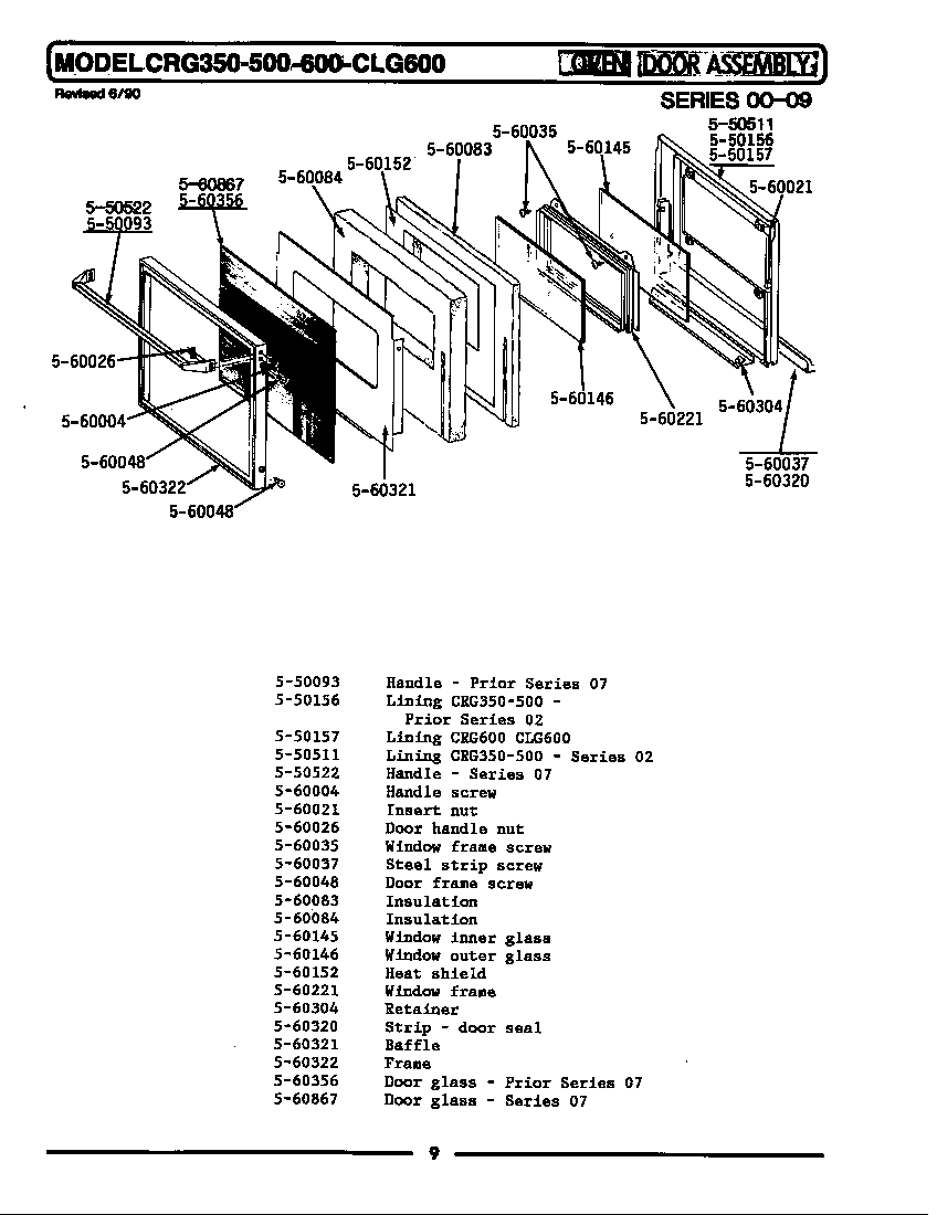 Maytag GCRG350 oven door assembly diagram