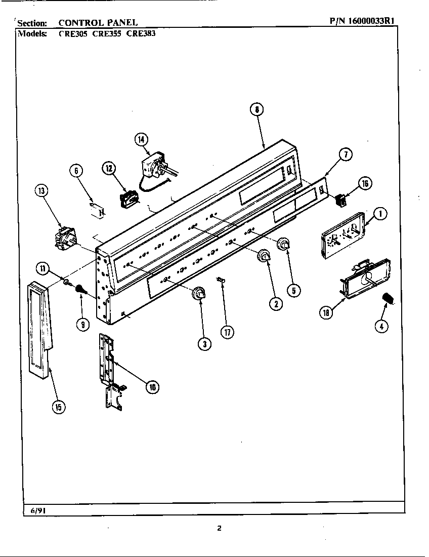 Maytag CRE383 control panel diagram