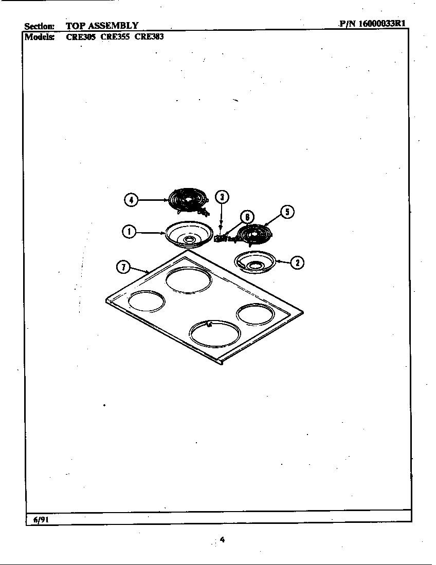 Maytag CRE383 top assembly diagram