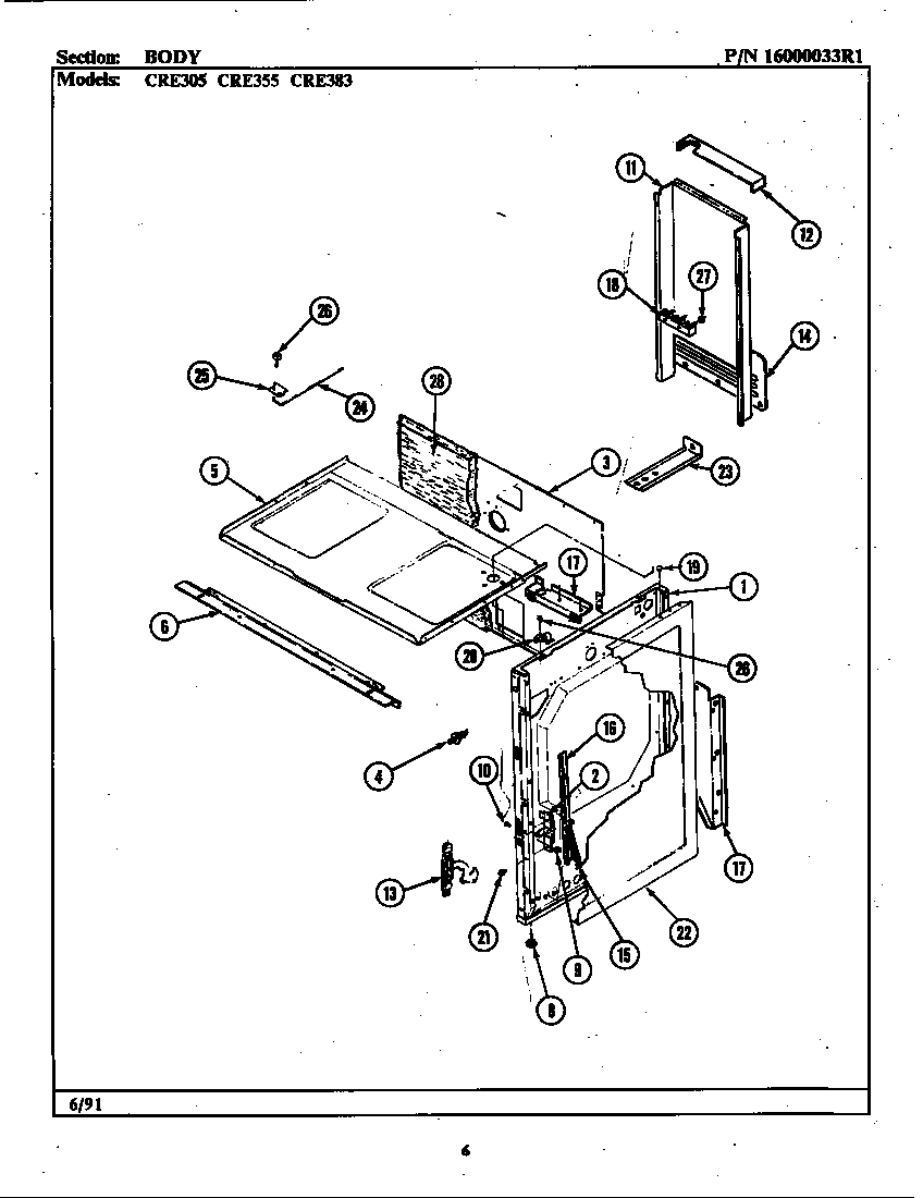 Maytag CRE383 body diagram