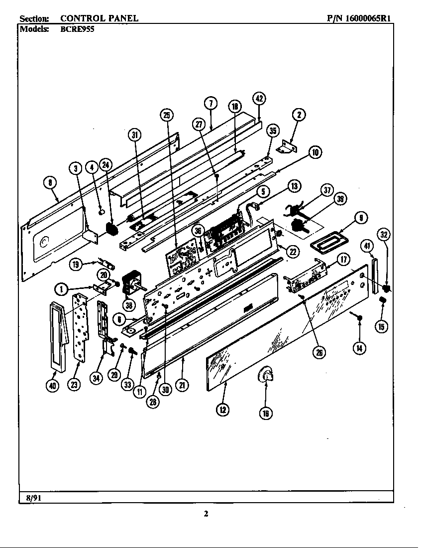 Maytag CRE955 control panel (bcre955) diagram