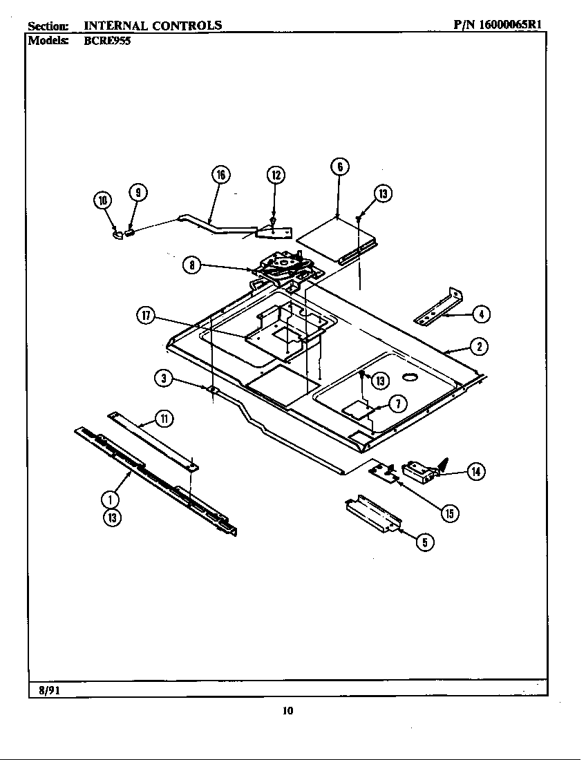 Maytag CRE955 internal controls (bcre955) diagram