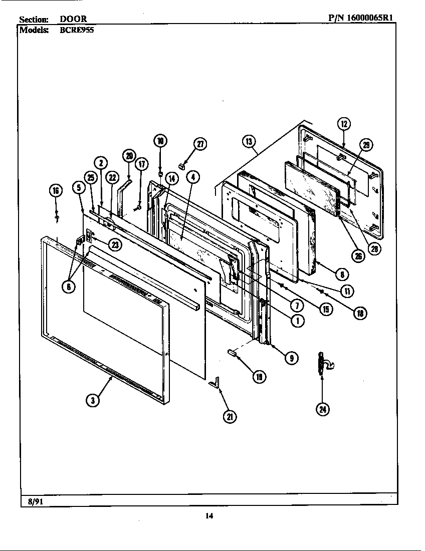 Maytag CRE955 door (bcre955) diagram