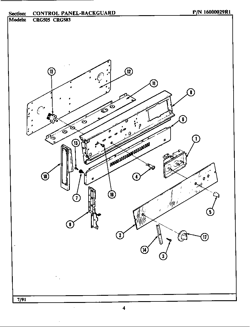 Maytag LCRG583 control panel diagram