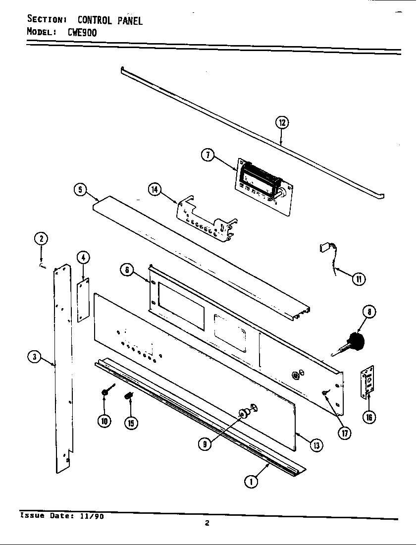 Maytag CWE900 control panel (cwe900) (cwe900) diagram