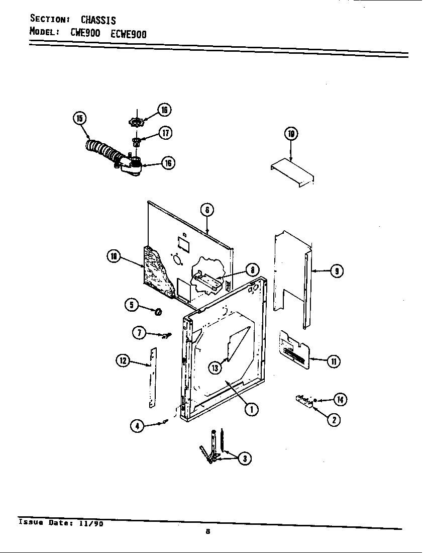 Maytag CWE900 chassis diagram
