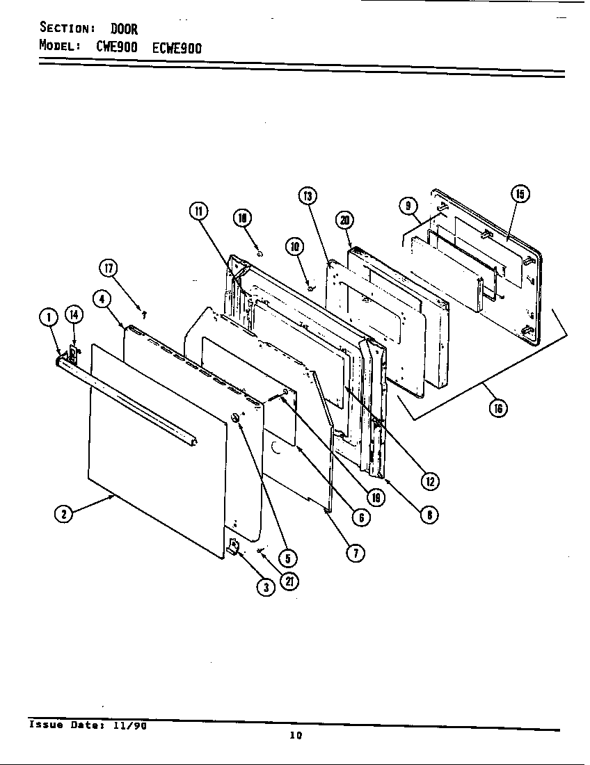 Maytag CWE900 door diagram