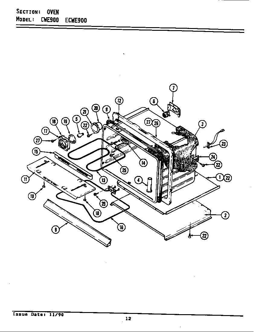 Maytag CWE900 oven diagram