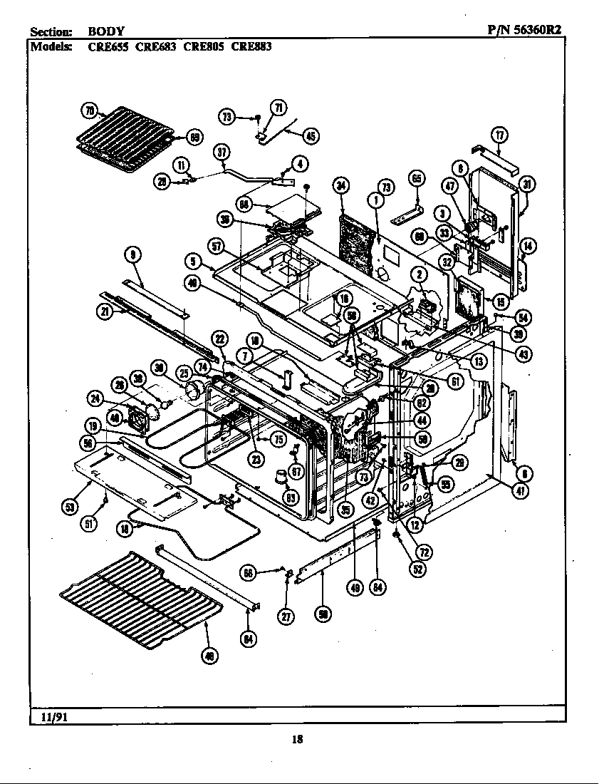 Maytag LCRE655 body diagram