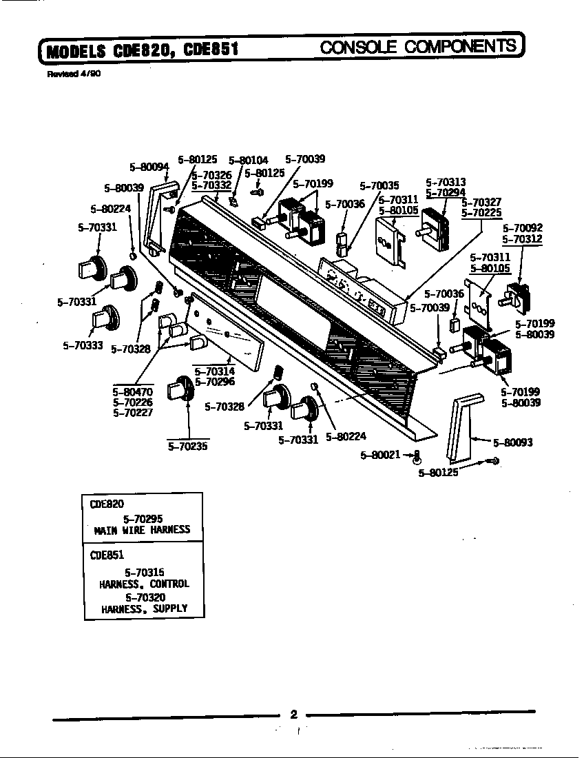 Maytag CDE851 control panel diagram