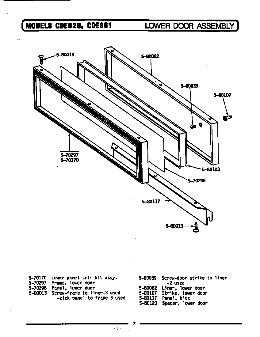 Maytag CDE851 door assembly-lower diagram