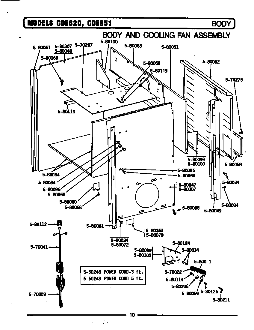 Maytag CDE851 body/cooling fan assembly diagram
