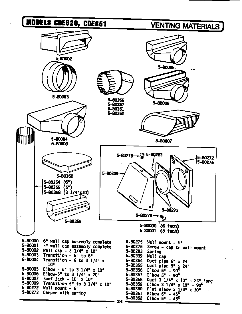 Maytag CDE851 venting materials diagram
