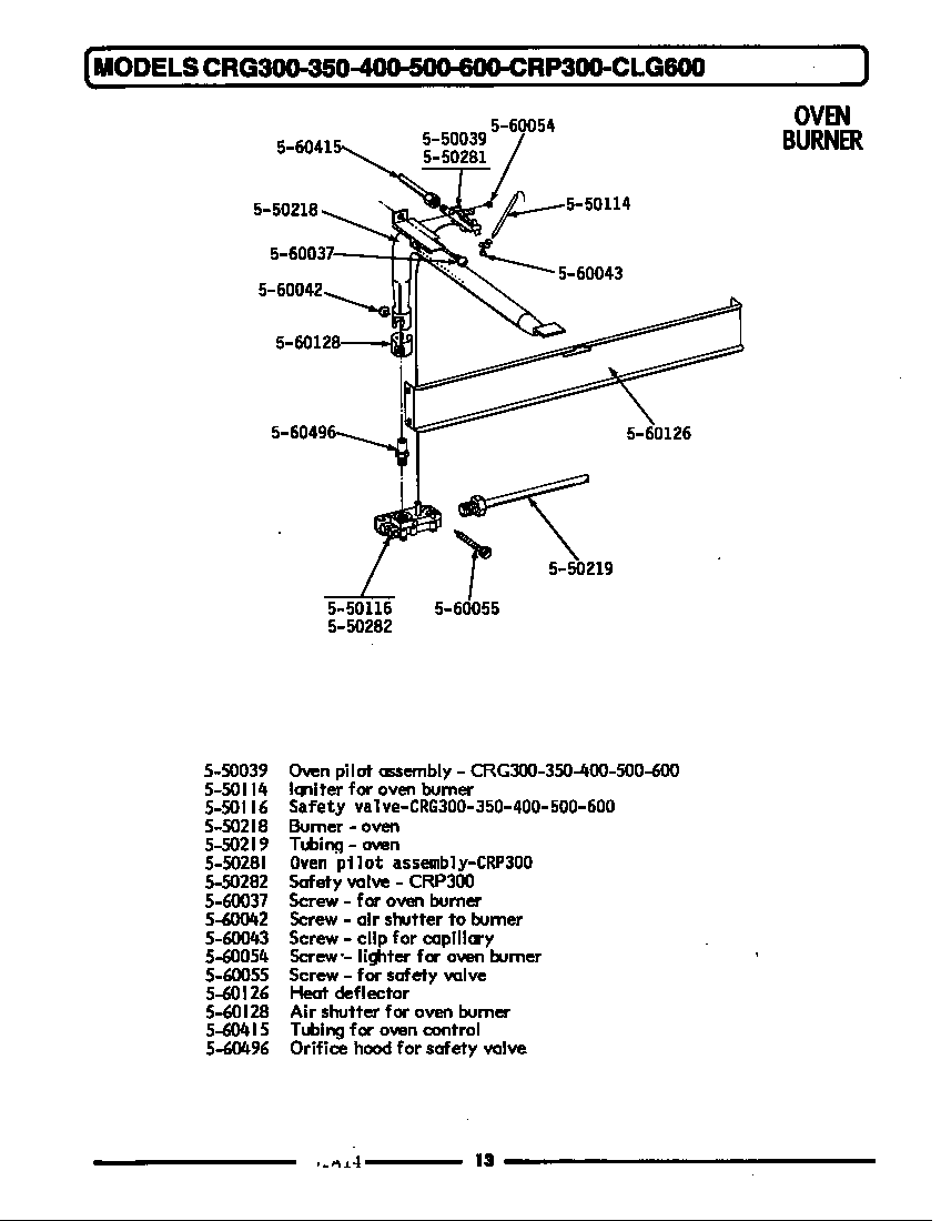 Maytag LCRG200 oven burner diagram
