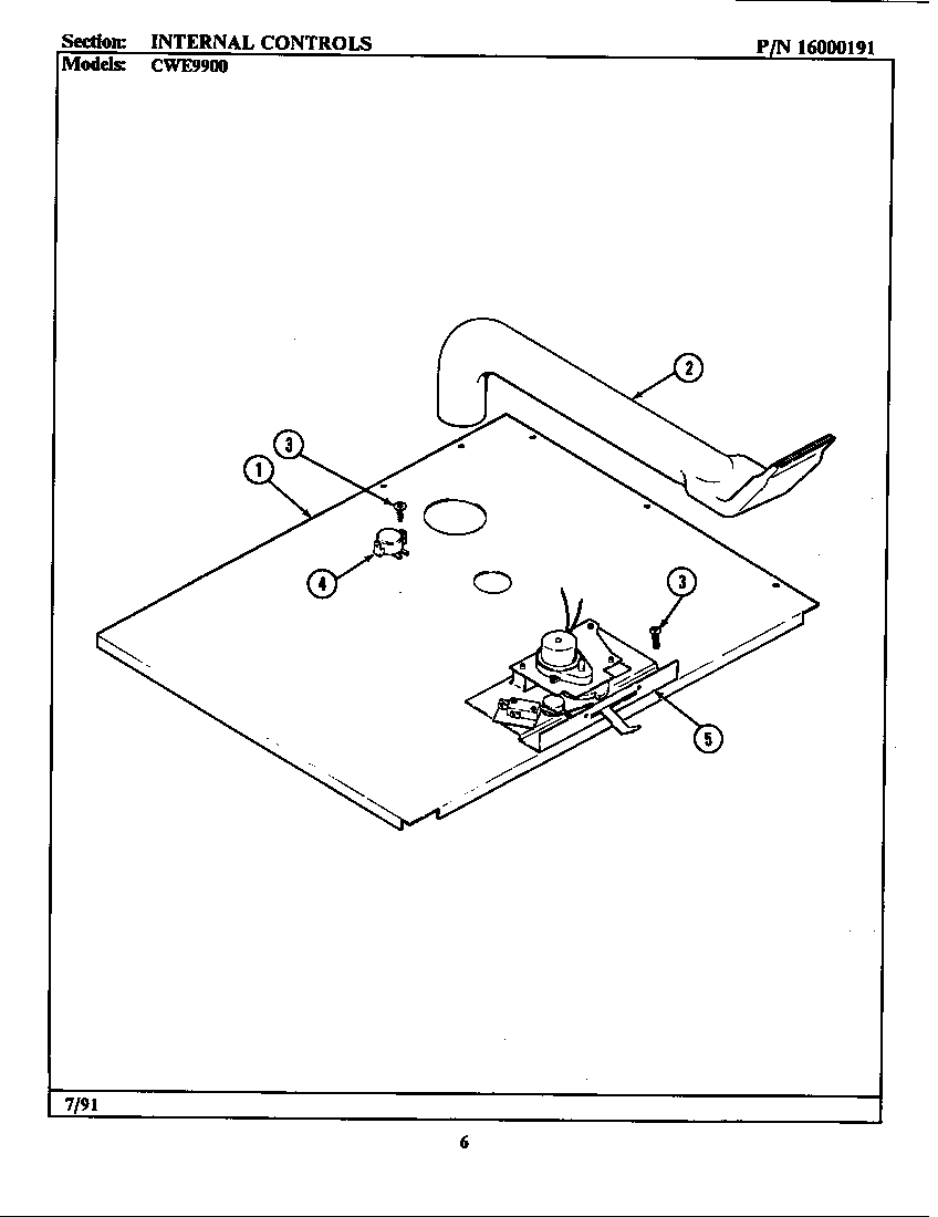 Maytag CWE9900 internal controls diagram