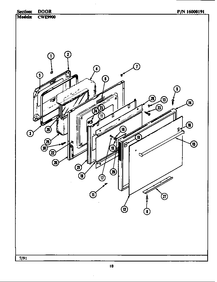 Maytag CWE9900 door diagram