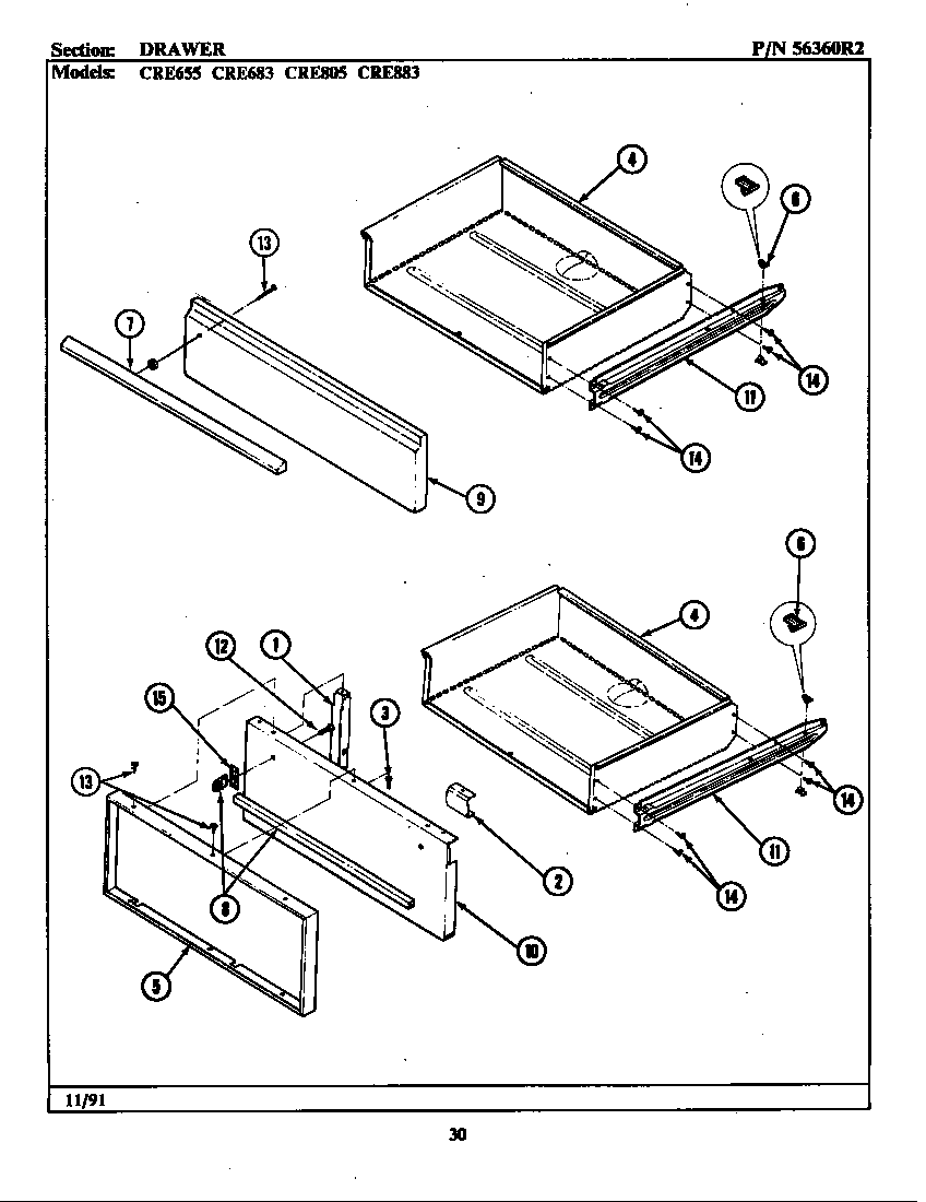 Maytag LCRE883 drawer diagram