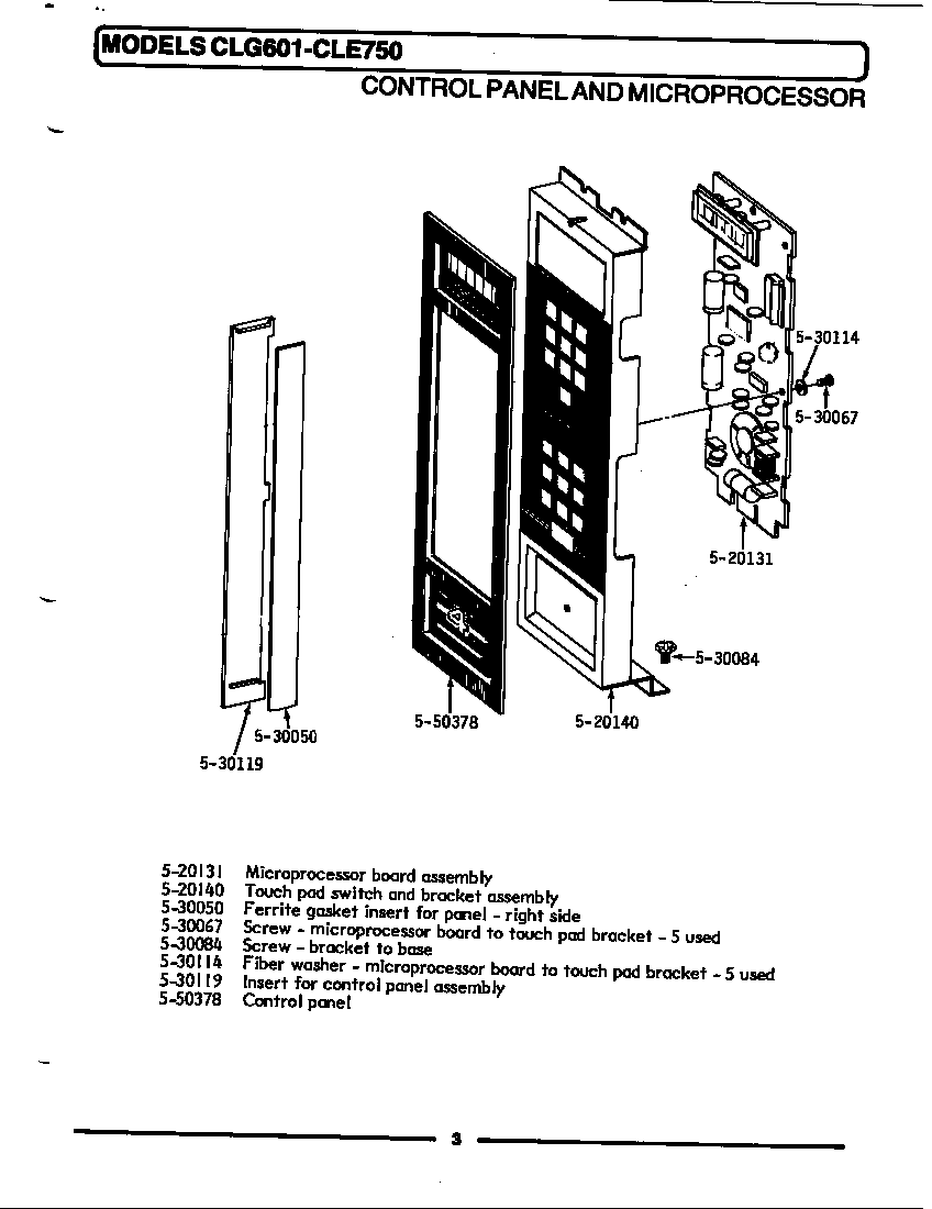 Maytag CLE750 control panel & microprocessor diagram