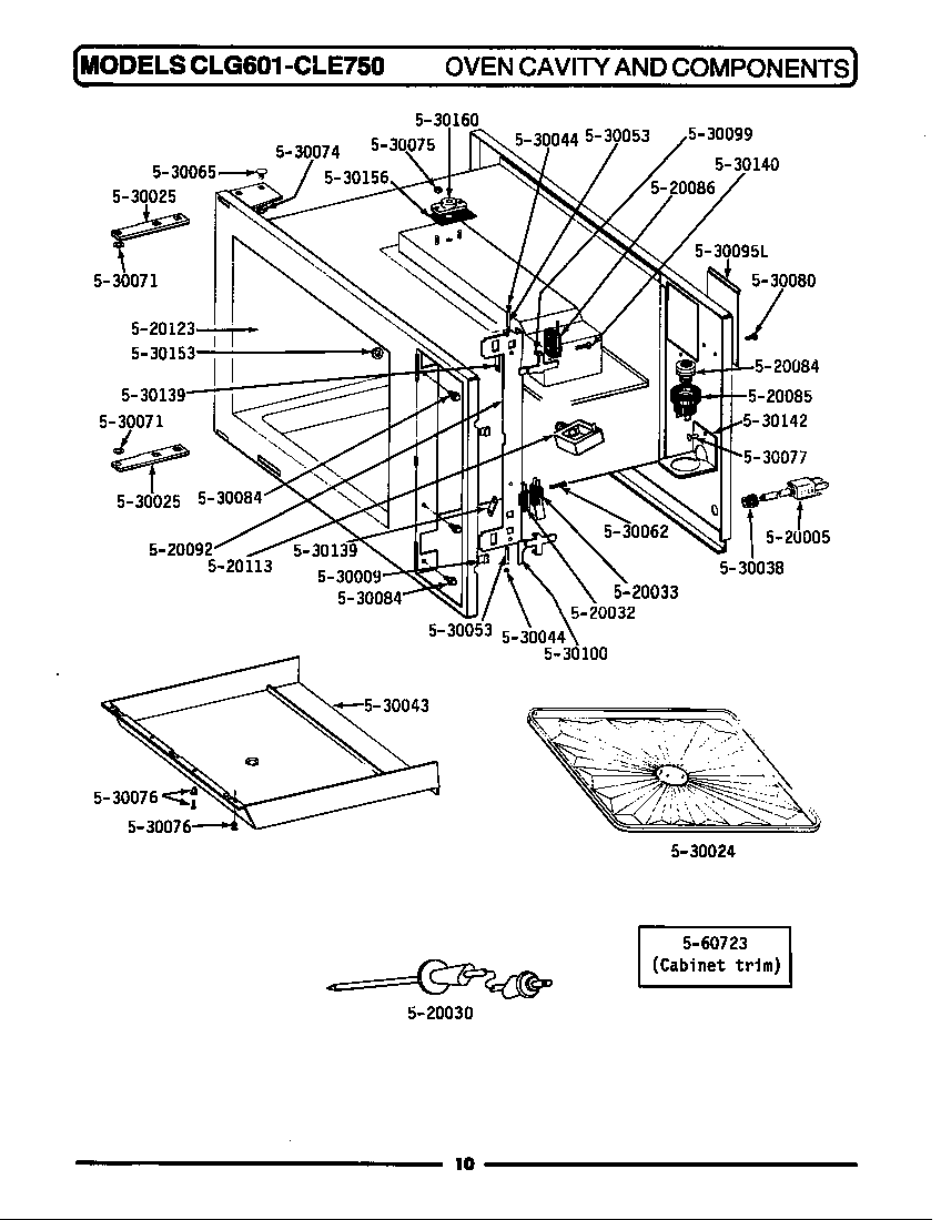 Maytag CLE750 oven cavity & components diagram