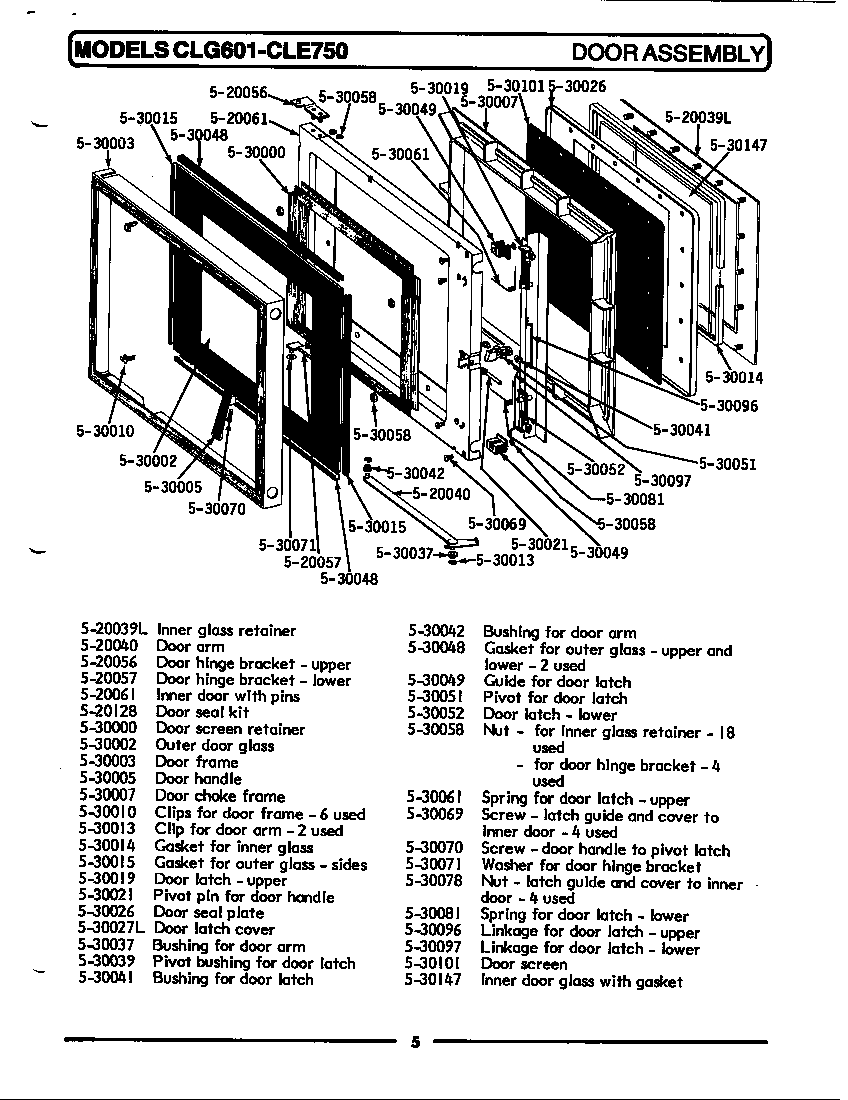 Maytag CLG601 door assembly diagram