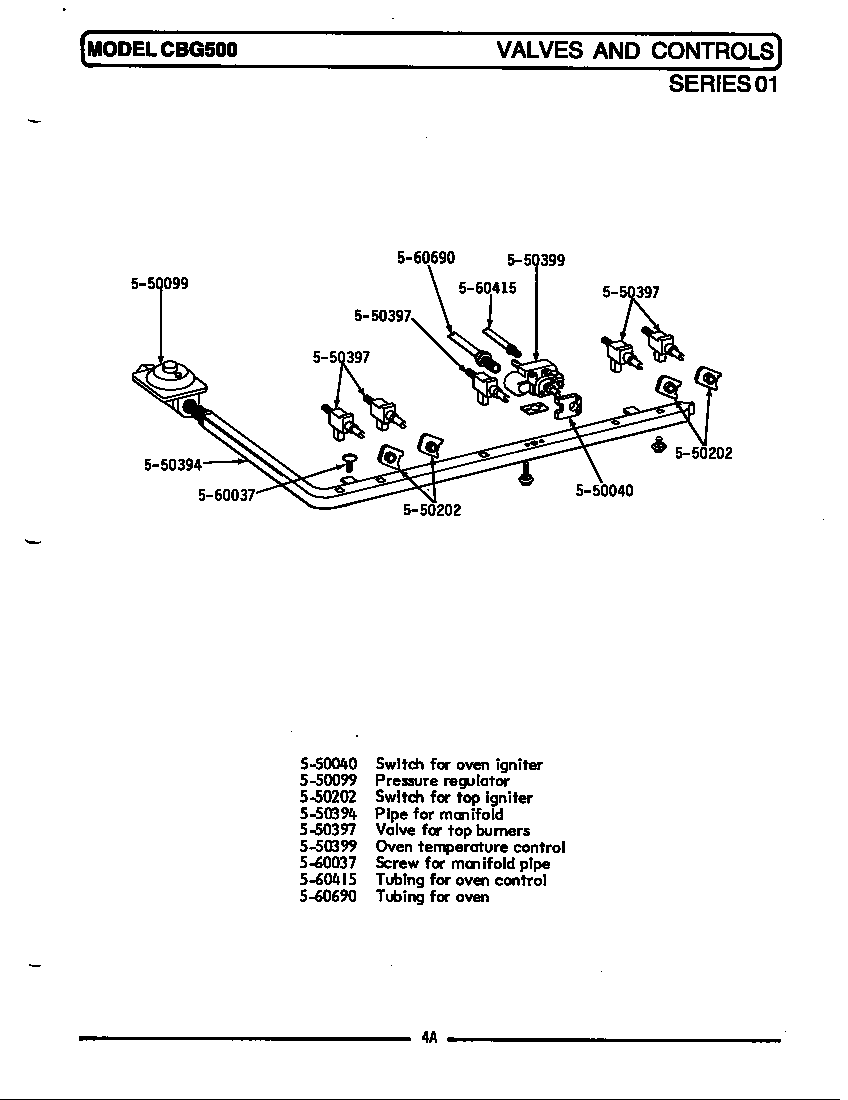 Maytag LCBG500 valves & controls diagram