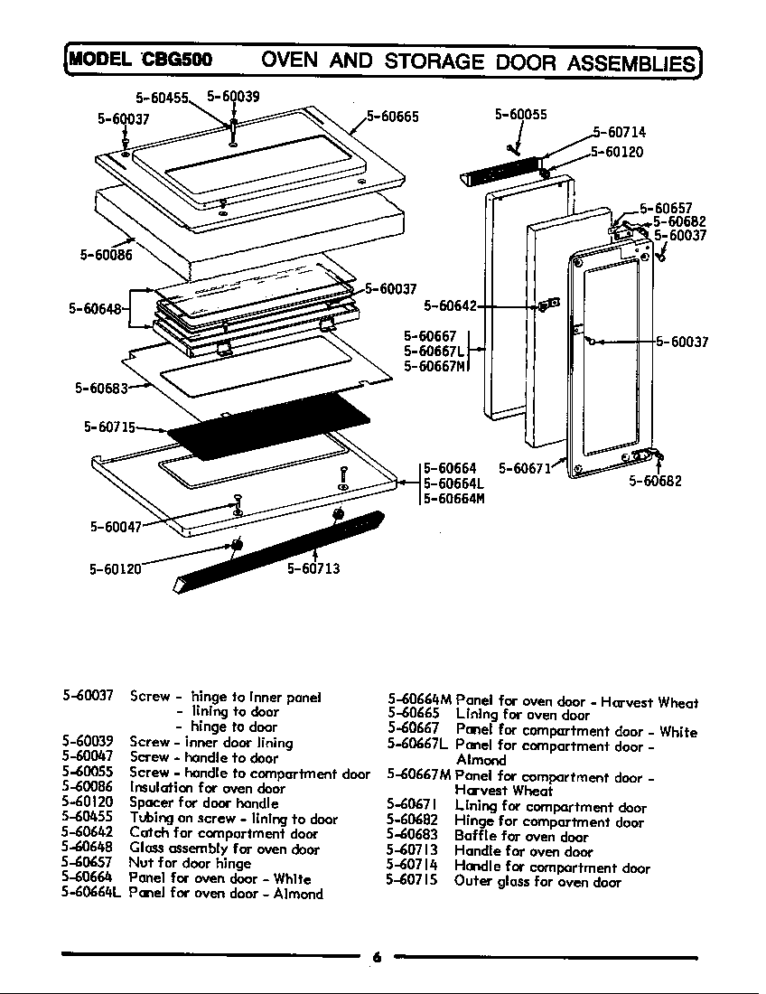 Maytag LCBG500 oven & storage door assemblies diagram